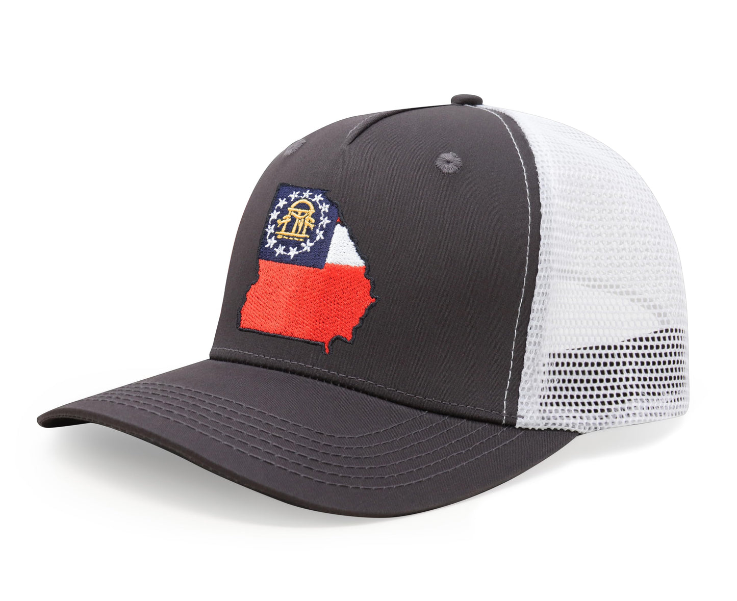 International Tie Stateline Flag Hat for Men and Women - Snapback Trucker Baseball Cap (Georgia, Grey White) - International Tie