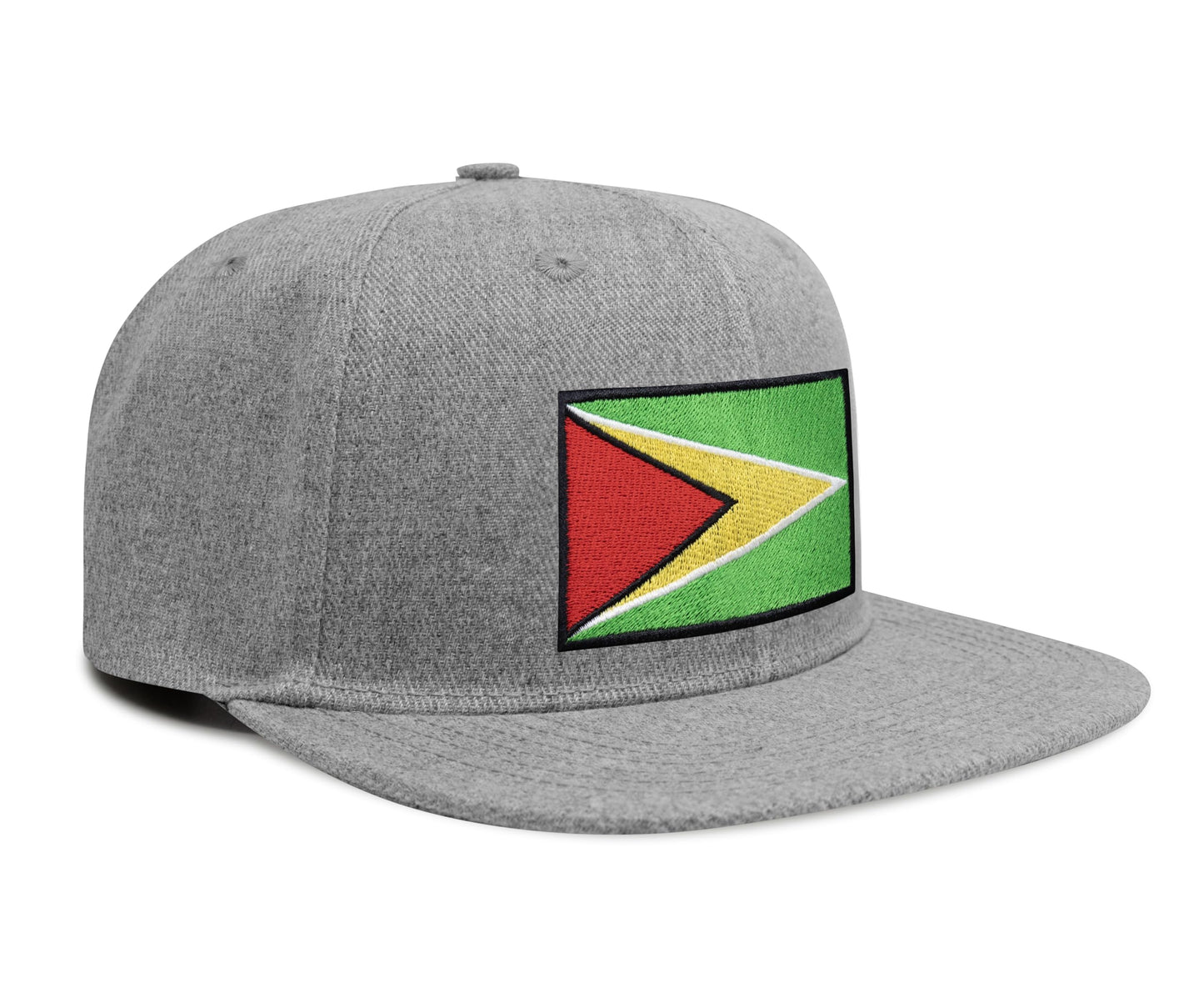 International Tie Country Hat for Men and Women, Adjustable Snapback Trucker Baseball Cap with Embroidered Patch (Guyana, Grey Flatbill) - International Tie