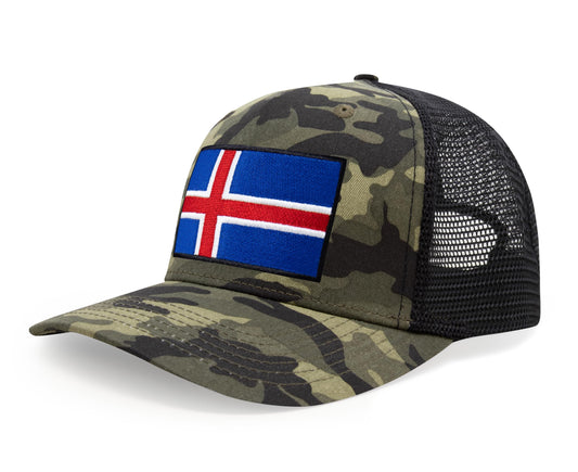 International Tie Iceland Flag Hat for Men and Women - Adjustable Snapback Trucker Baseball Cap (Camouflage)