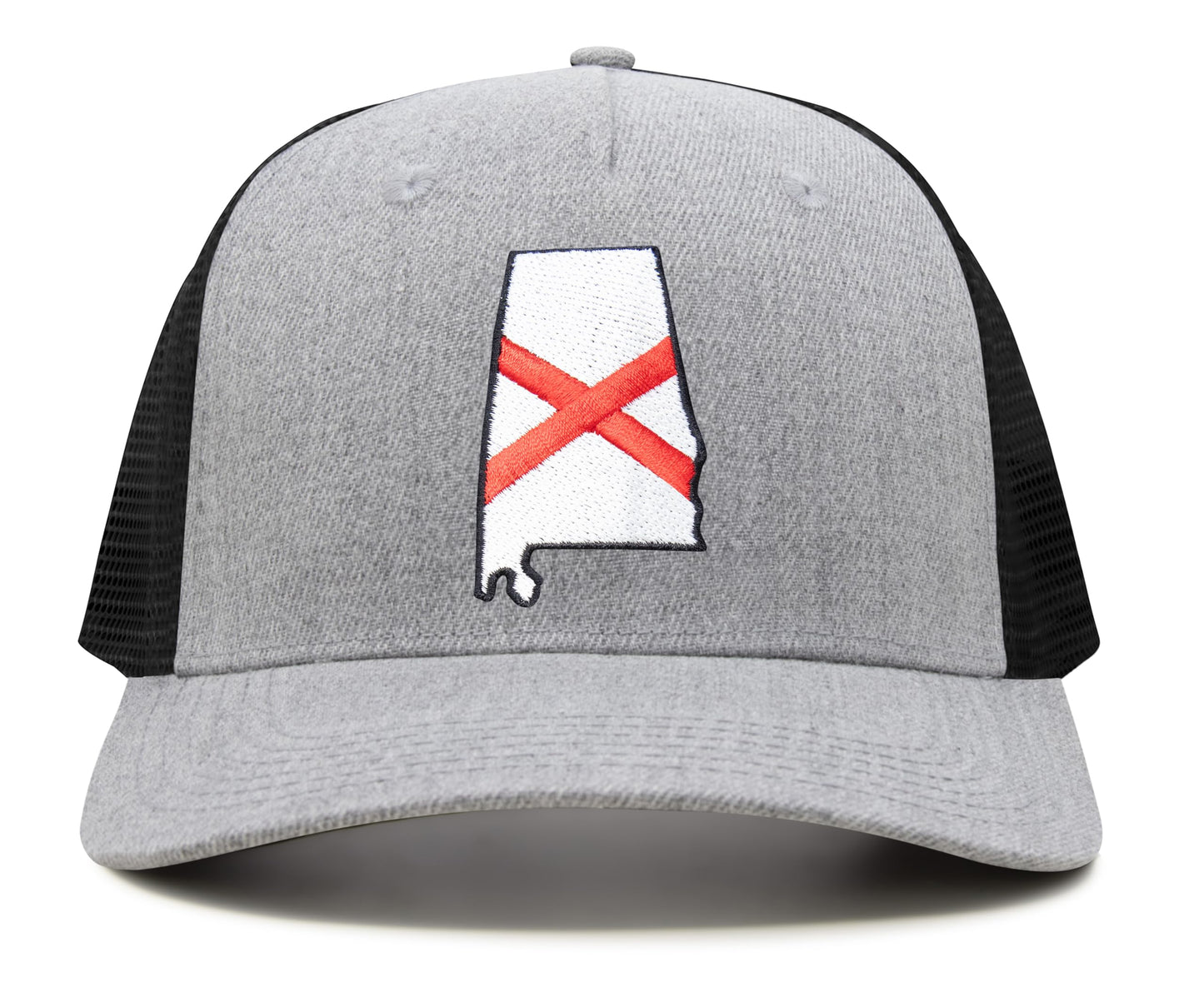 International Tie Stateline Flag Hat for Men and Women - Snapback Trucker Baseball Cap (Alabama, Grey Black)