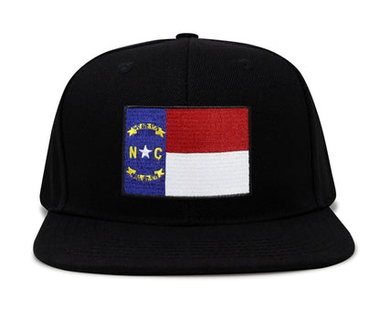 International Tie North Carolina Flag Trucker Hat for Men and Women – Snapback Baseball Cap (Black Flatbill)