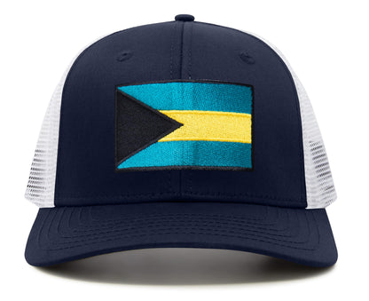 Bahamas Flag Hat for Men and Women – Adjustable Bahamian Snapback Baseball Cap by International Tie (Navy White)