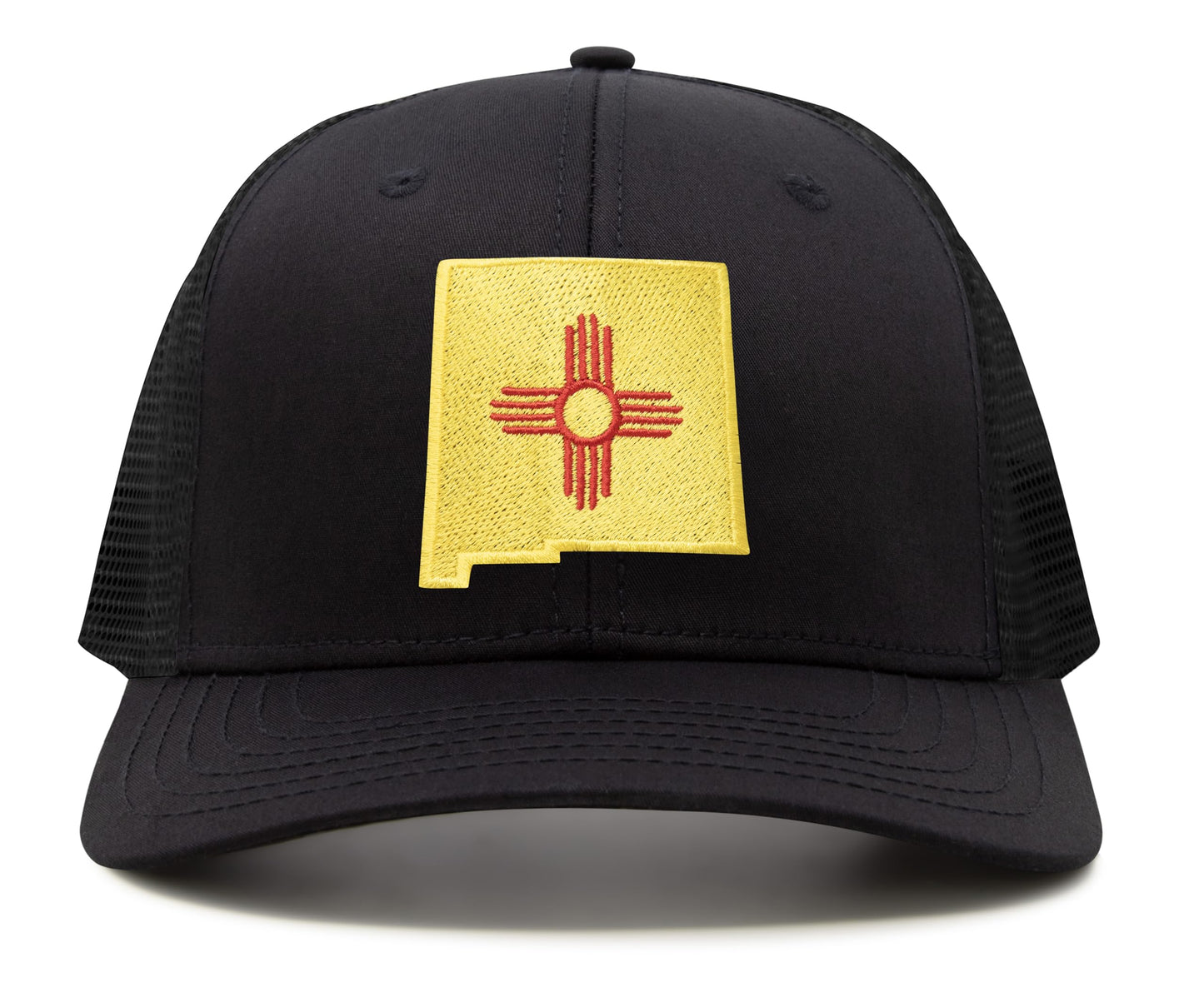 International Tie Stateline Flag Hat for Men and Women - Snapback Trucker Baseball Cap (New Mexico, All Black)