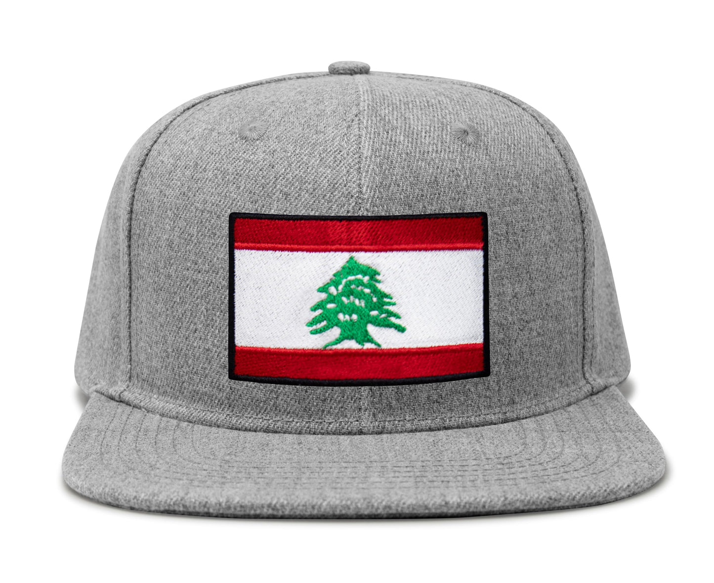 International Tie Lebanon Flag Hat for Men and Women - Adjustable Snapback Trucker Baseball Cap (Grey Flatbill)
