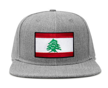 International Tie Lebanon Flag Hat for Men and Women - Adjustable Snapback Trucker Baseball Cap (Grey Flatbill)