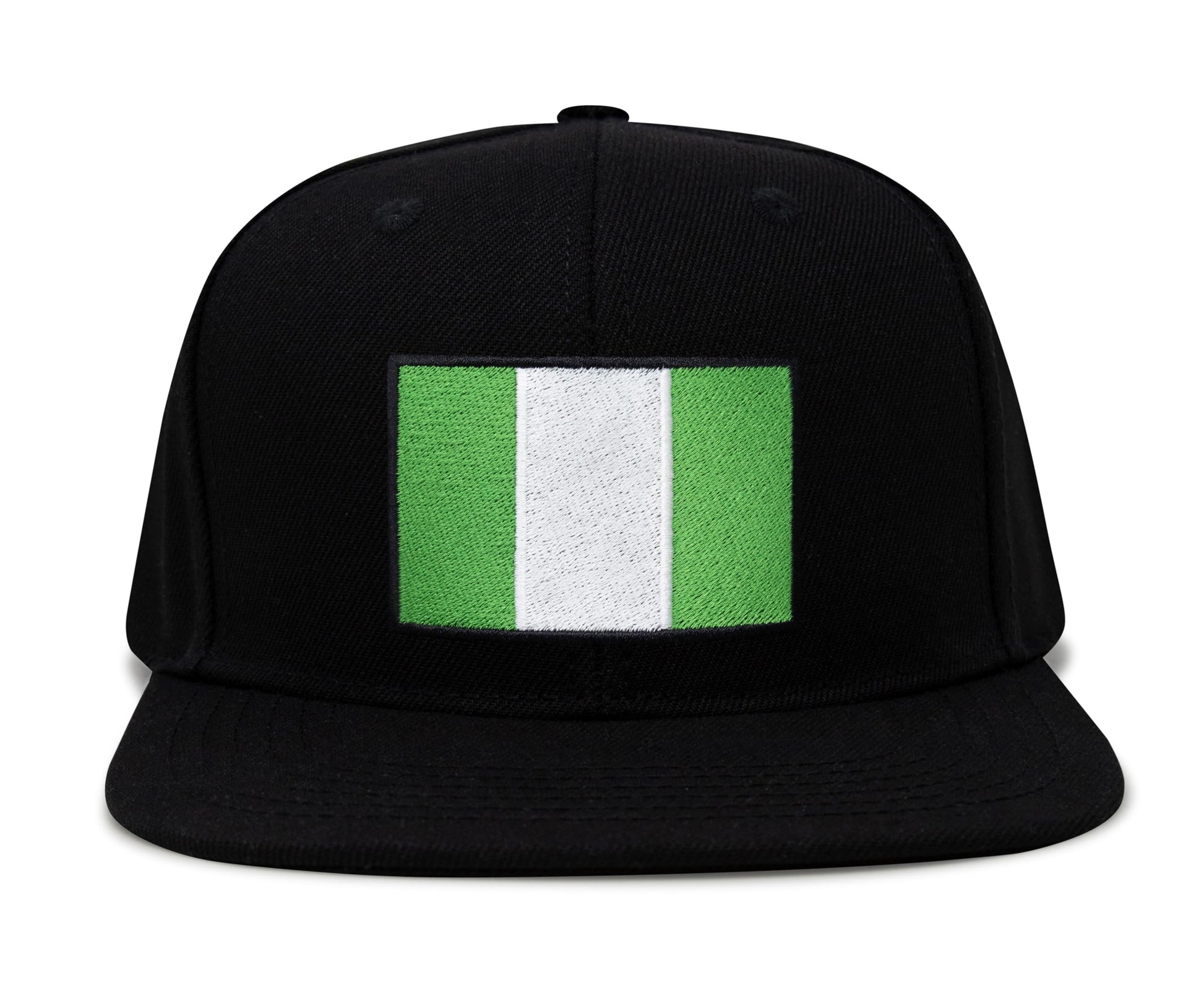 International Tie Country Hat for Men and Women, Adjustable Snapback Trucker Baseball Cap with Embroidered Patch (Nigeria, Black Flatbill) - International Tie