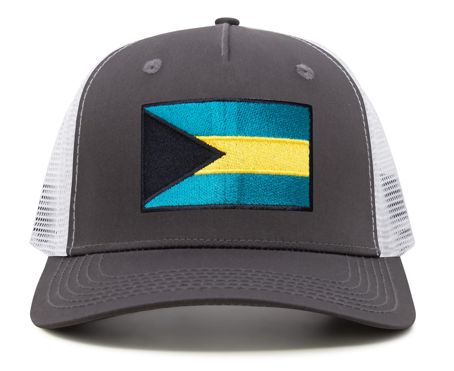Bahamas Flag Hat for Men and Women – Adjustable Bahamian Snapback Baseball Cap by International Tie (Grey White)