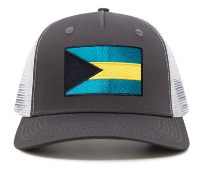 Bahamas Flag Hat for Men and Women – Adjustable Bahamian Snapback Baseball Cap by International Tie (Grey White)
