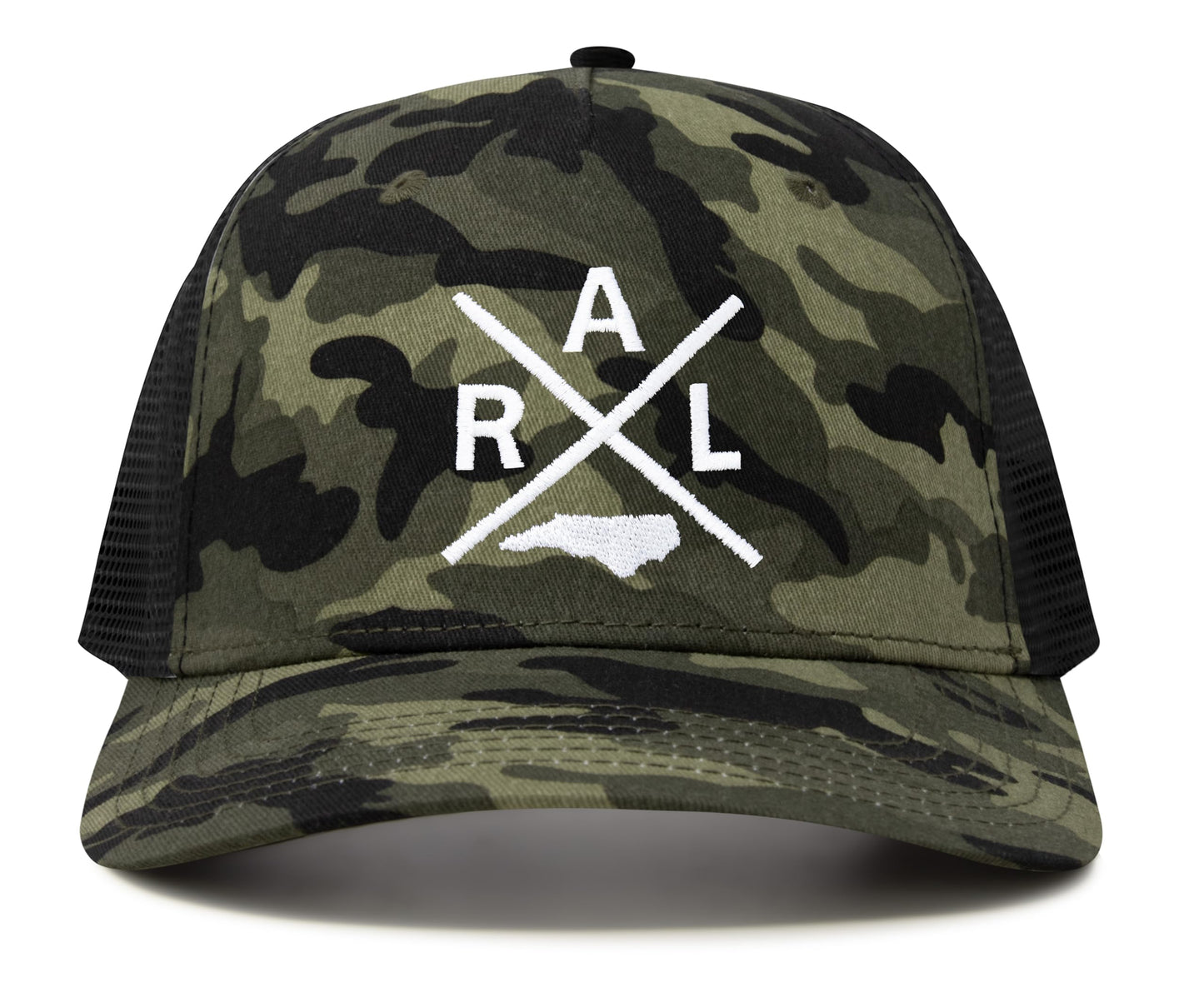 International Tie State City Hat for Men and Women, Snapback Trucker Baseball Cap with Embroidered Cross Logo (Raleigh - RAL, Camouflage) - International Tie