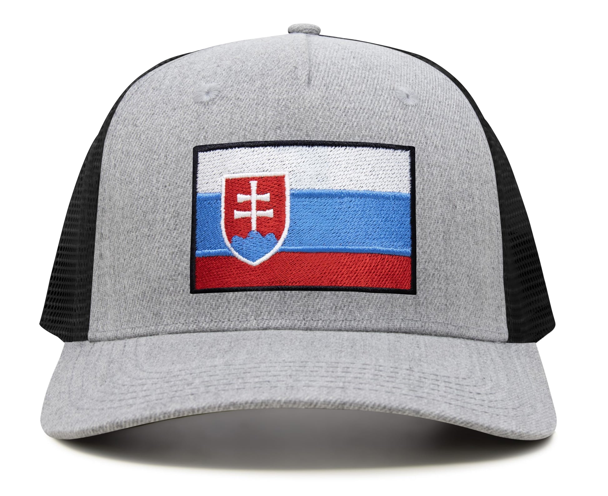 International Tie Country Hat for Men and Women, Adjustable Snapback Trucker Baseball Cap with Embroidered Patch (Slovakia, Grey Black) - International Tie