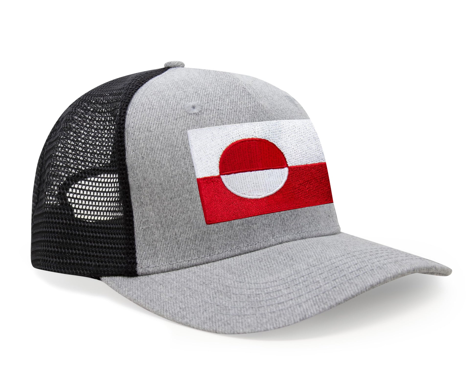 International Tie Country Hat for Men and Women, Adjustable Snapback Trucker Baseball Cap with Embroidered Patch (Greenland, Grey Black) - International Tie