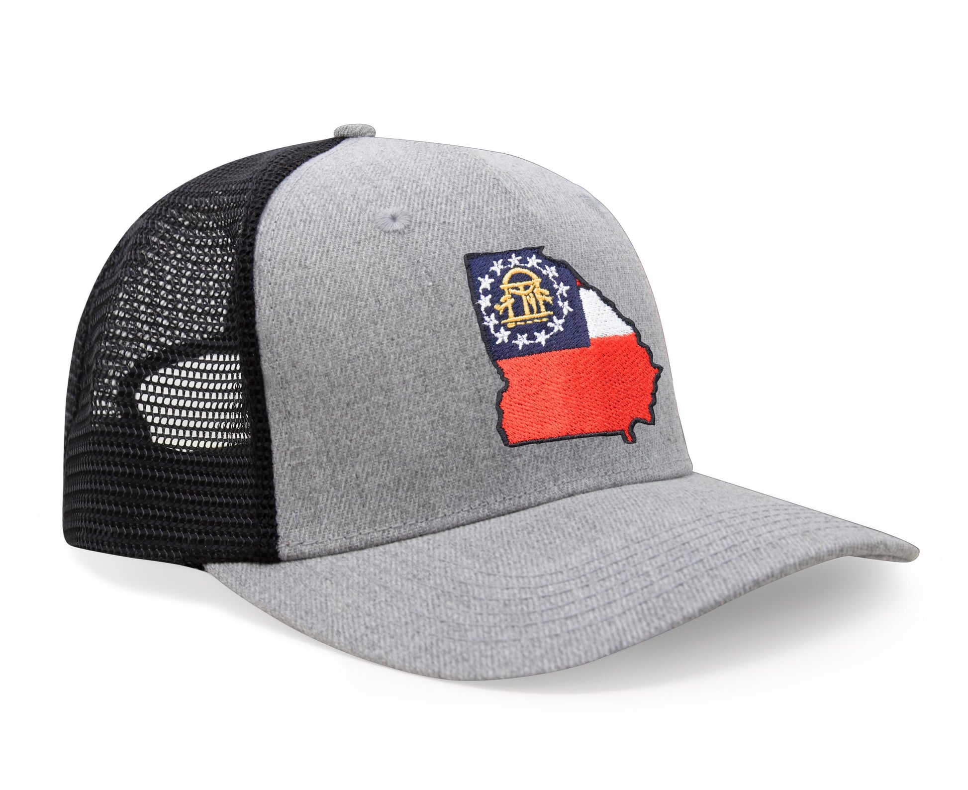 International Tie Stateline Flag Hat for Men and Women - Snapback Trucker Baseball Cap (Georgia, Grey Black) - International Tie