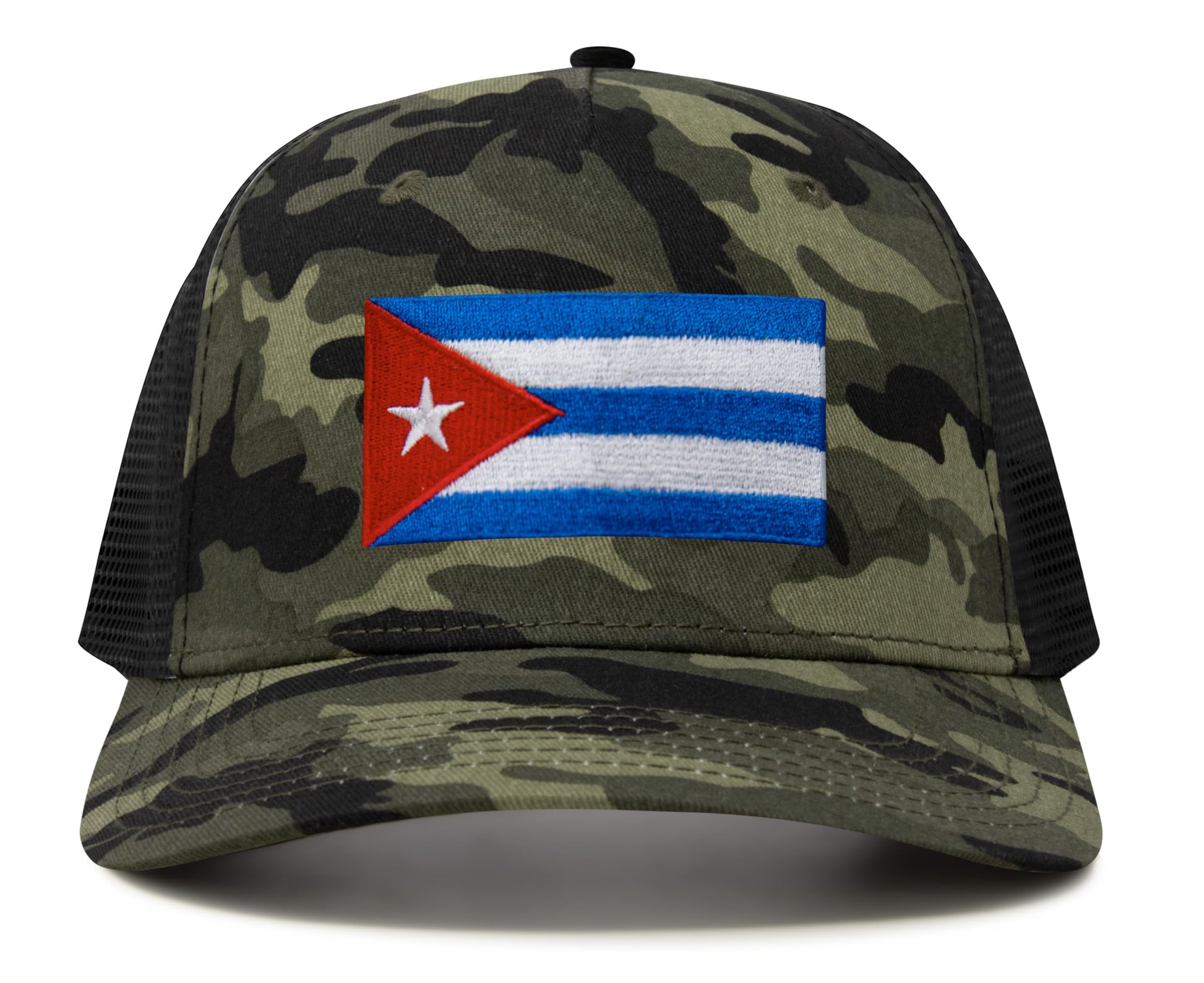 International Tie Country Hat for Men and Women, Adjustable Snapback Trucker Baseball Cap with Embroidered Patch (Cuba, Camouflage) - International Tie