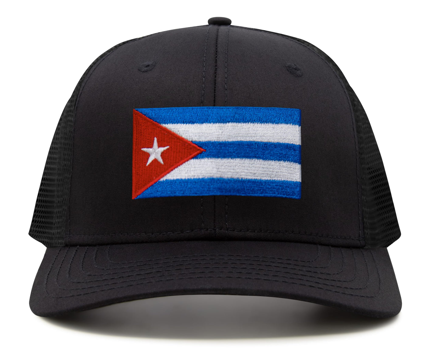 International Tie Country Hat for Men and Women, Adjustable Snapback Trucker Baseball Cap with Embroidered Patch (Cuba, All Black) - International Tie