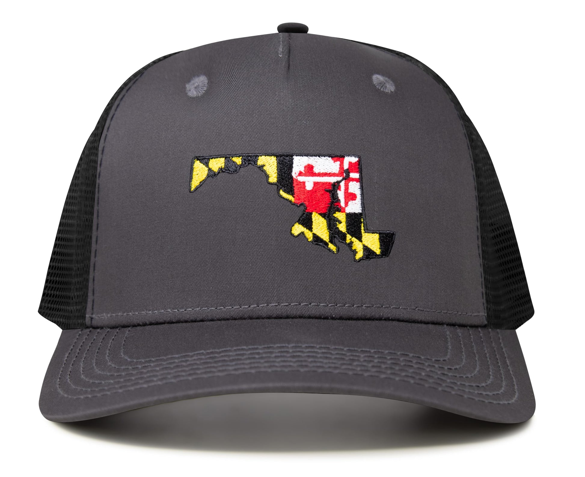 International Tie Stateline Flag Hat for Men and Women - Snapback Trucker Baseball Cap (Maryland, Dark Grey) - International Tie