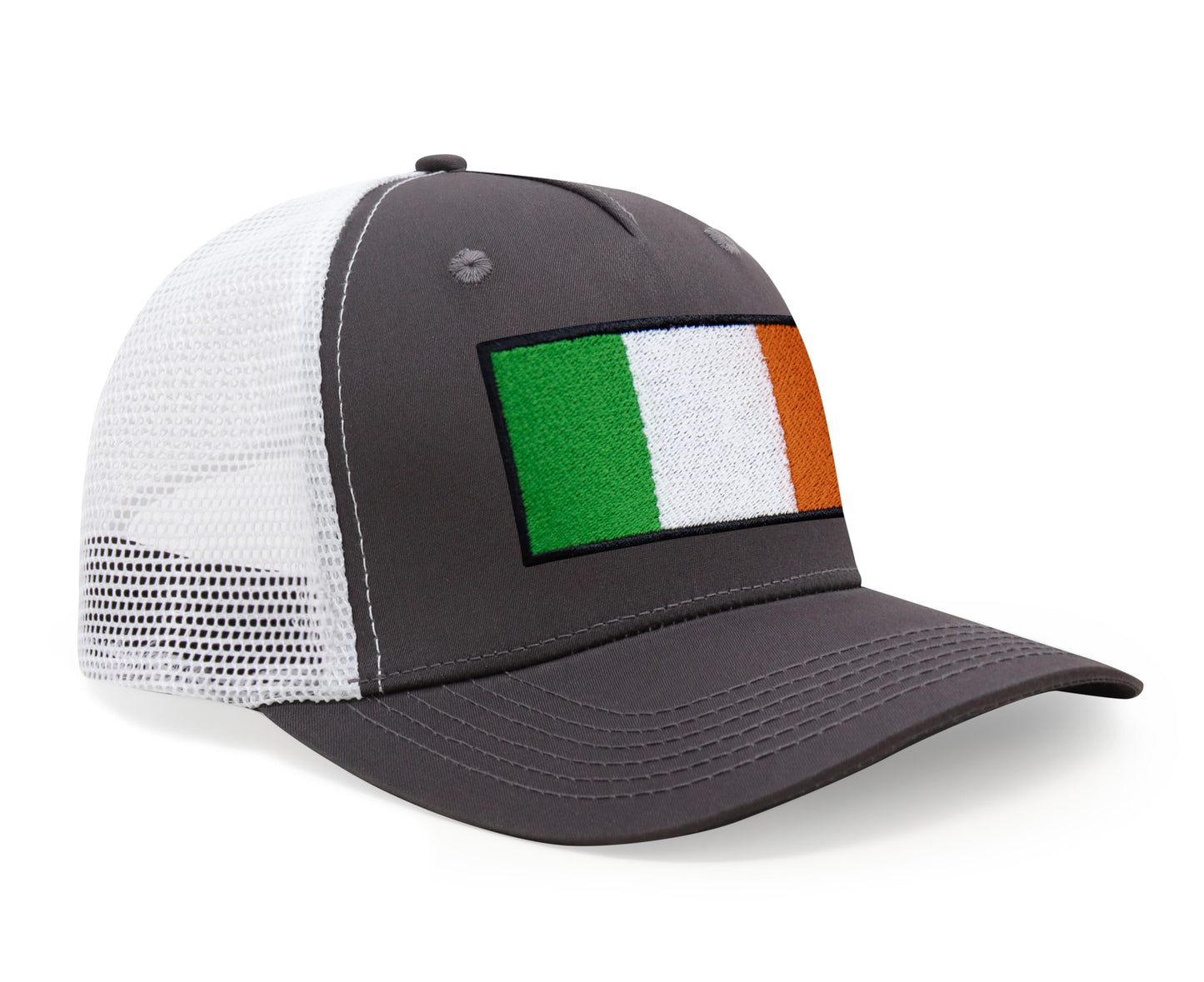 International Tie Irish Flag Hat for Men and Women - Ireland Snapback Trucker Baseball Cap (Grey White)