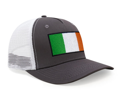 International Tie Irish Flag Hat for Men and Women - Ireland Snapback Trucker Baseball Cap (Grey White)