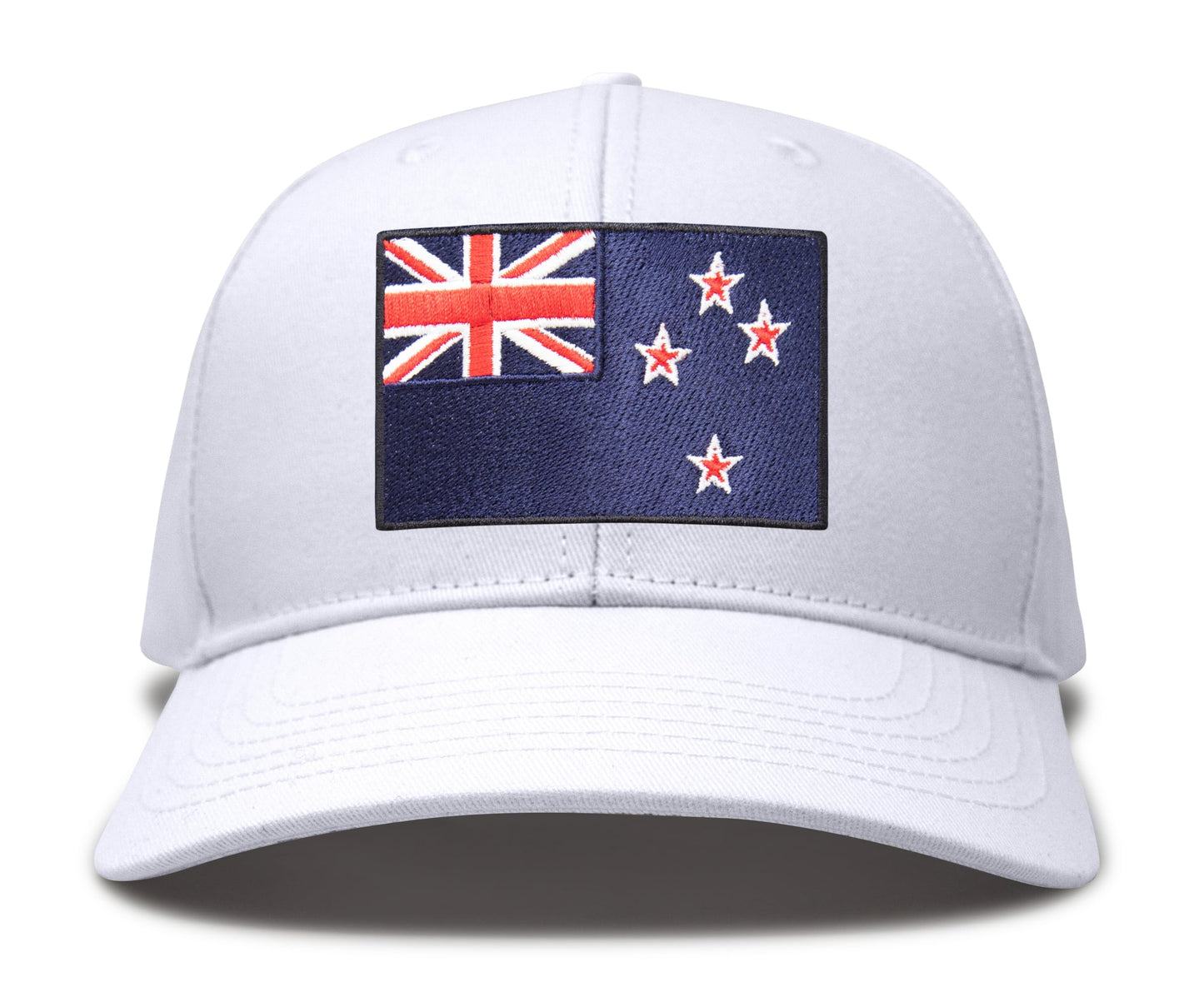 International Tie Country Hat for Men and Women, Adjustable Snapback Trucker Baseball Cap with Embroidered Patch (New Zealand, All White)