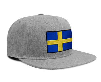 International Tie Swedish Flag Hat for Men and Women - Sweden Snapback Trucker Baseball Cap (Grey Flatbill)