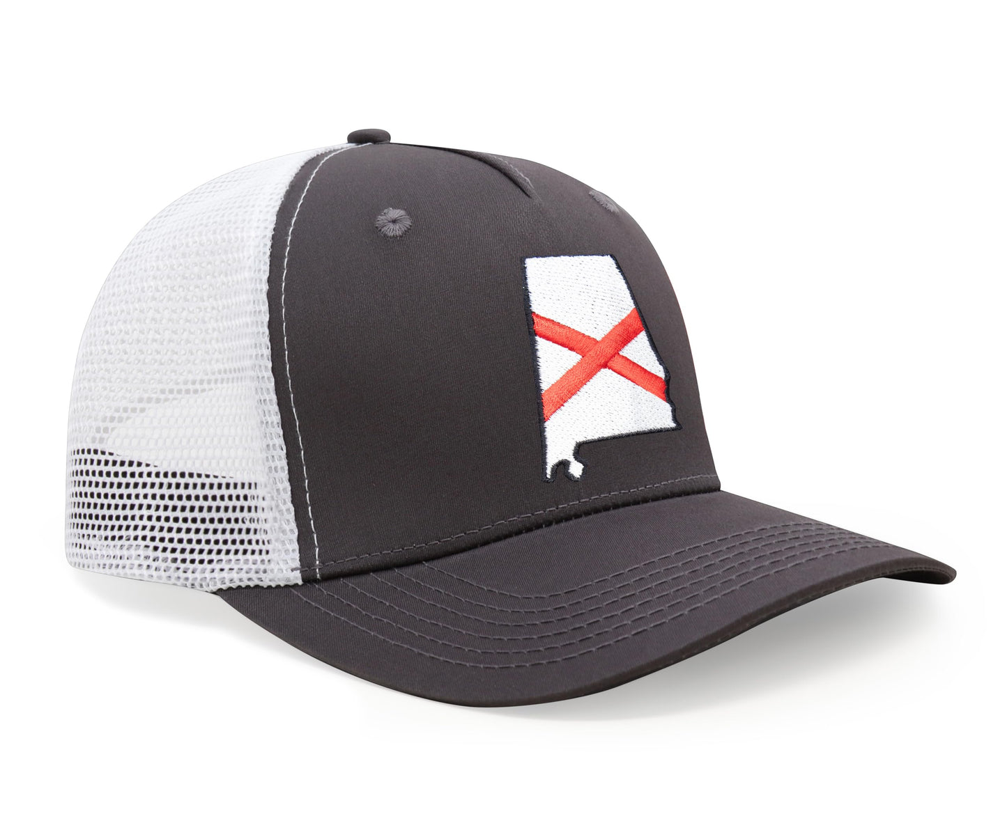 International Tie Stateline Flag Hat for Men and Women - Snapback Trucker Baseball Cap (Alabama, Grey White)