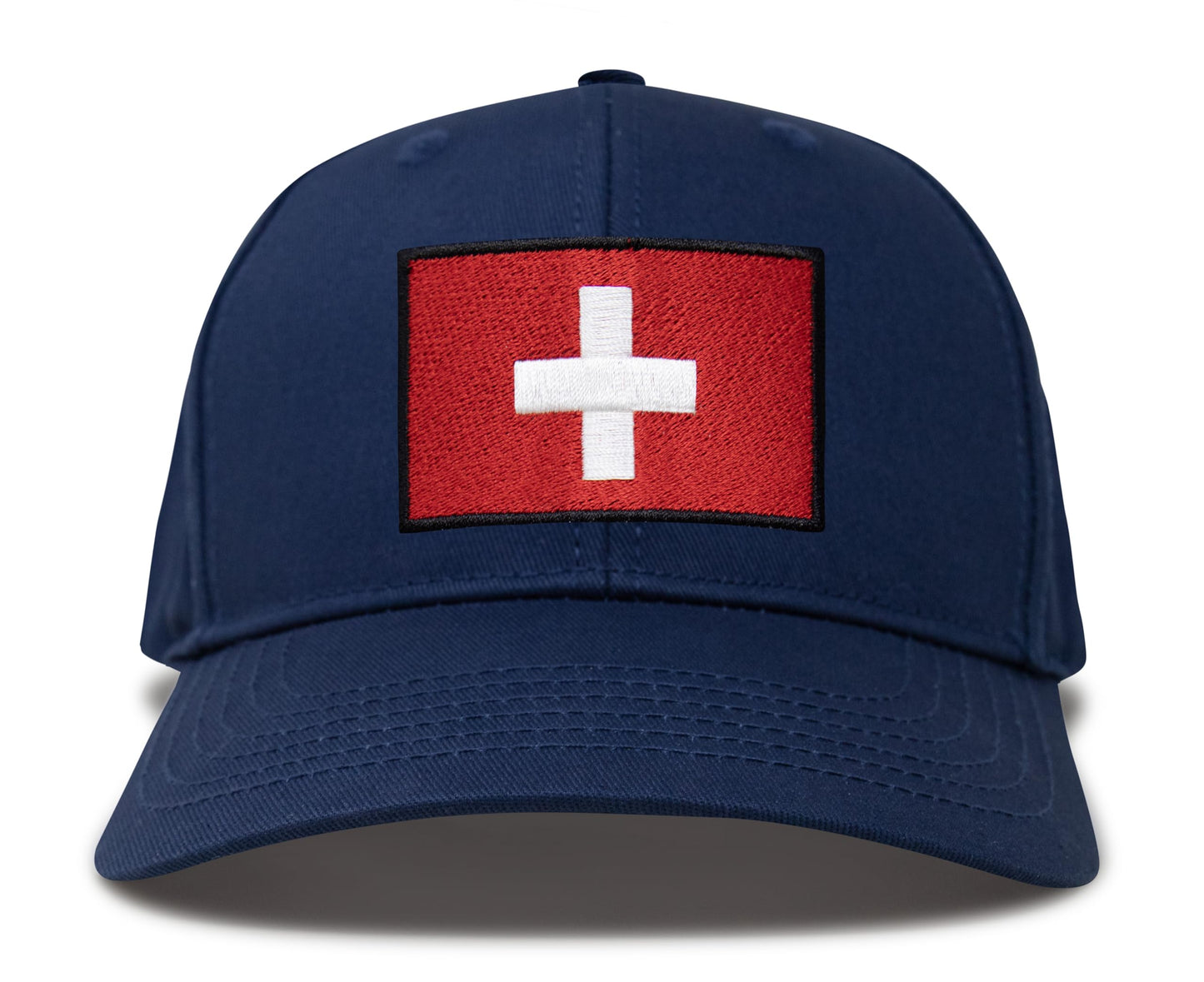 International Tie Swiss Flag Hat for Men and Women - Switzerland Snapback Trucker Baseball Cap (All Navy)