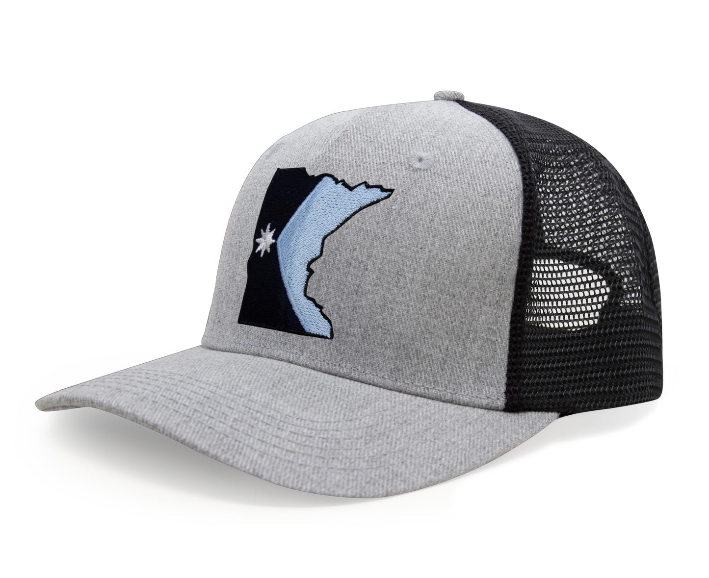 International Tie Stateline Flag Hat for Men and Women - Snapback Trucker Baseball Cap (Minnesota, Grey Black)