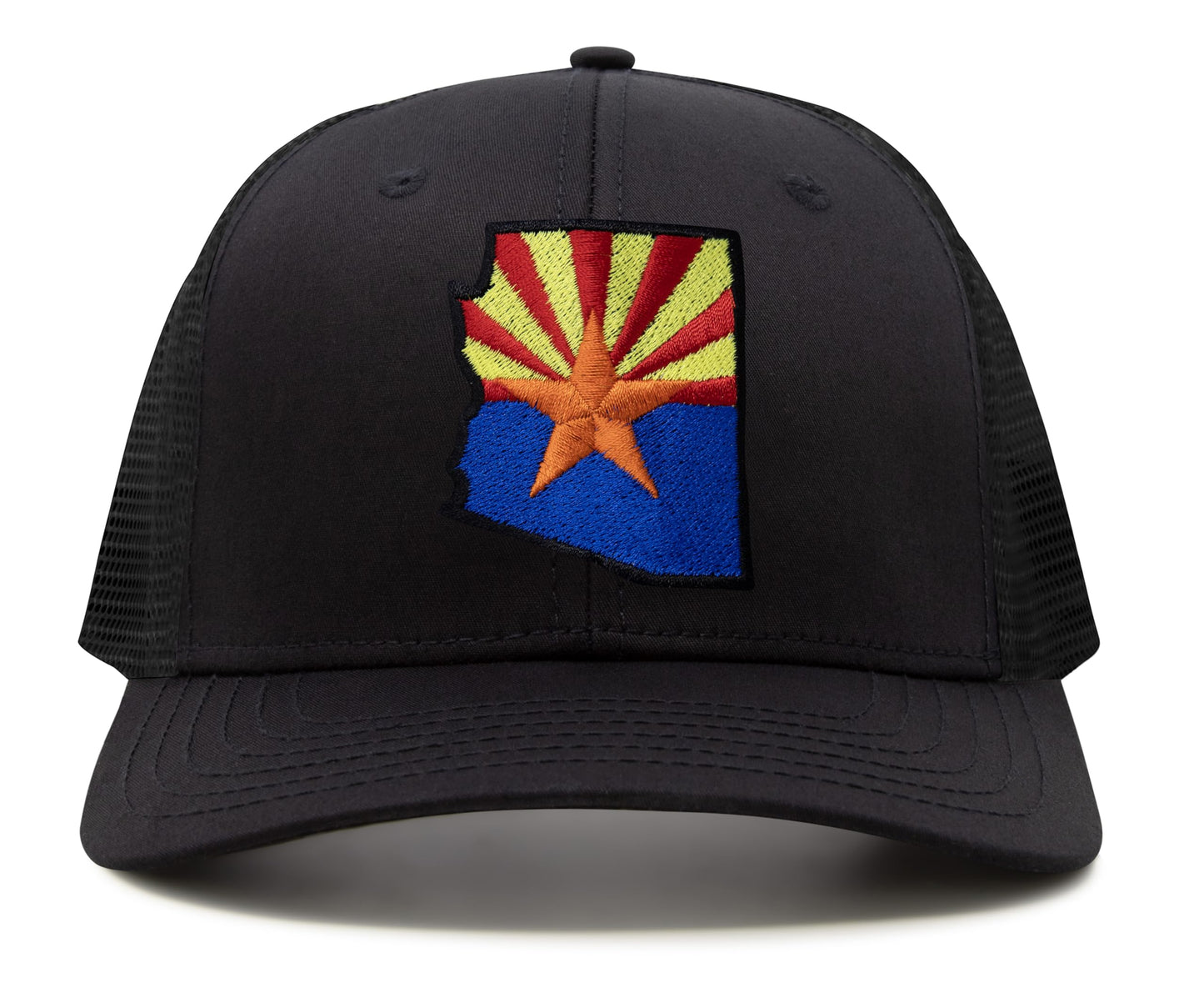 International Tie Stateline Flag Hat for Men and Women - Snapback Trucker Baseball Cap (Arizona, All Black)