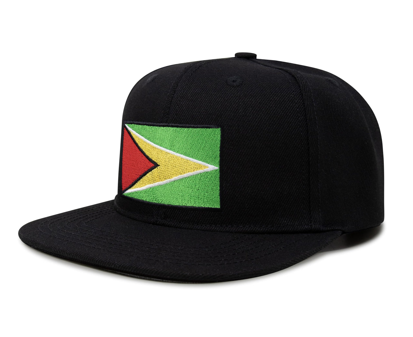 International Tie Country Hat for Men and Women, Adjustable Snapback Trucker Baseball Cap with Embroidered Patch (Guyana, Black Flatbill) - International Tie