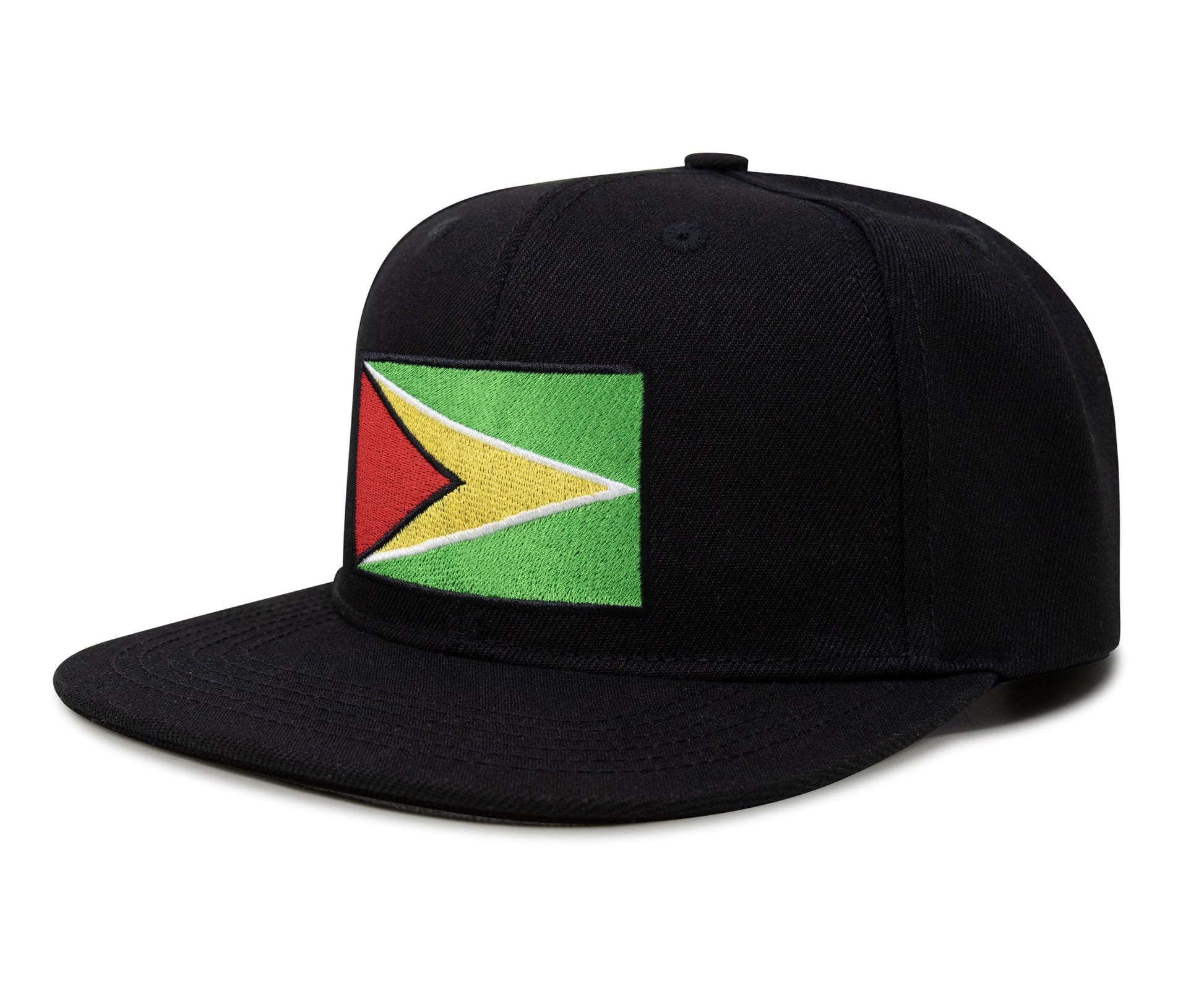 International Tie Country Hat for Men and Women, Adjustable Snapback Trucker Baseball Cap with Embroidered Patch (Guyana, Black Flatbill) - International Tie