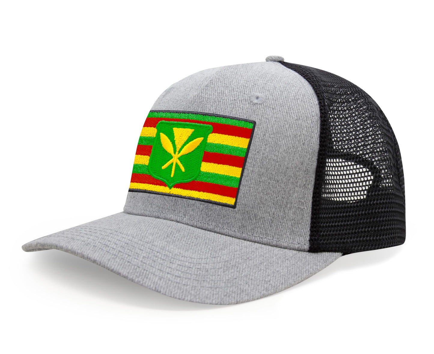 International Tie Kanaka Maoli Hat for Men and Women - Snapback Trucker Baseball Cap (Grey/Black)