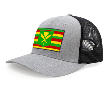 International Tie Kanaka Maoli Hat for Men and Women - Snapback Trucker Baseball Cap (Grey/Black)