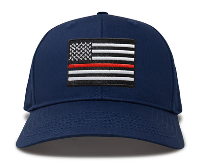 Thin Red Line Flag Trucker Hat for Men and Women – Snapback Baseball Cap by International Tie (All Navy)