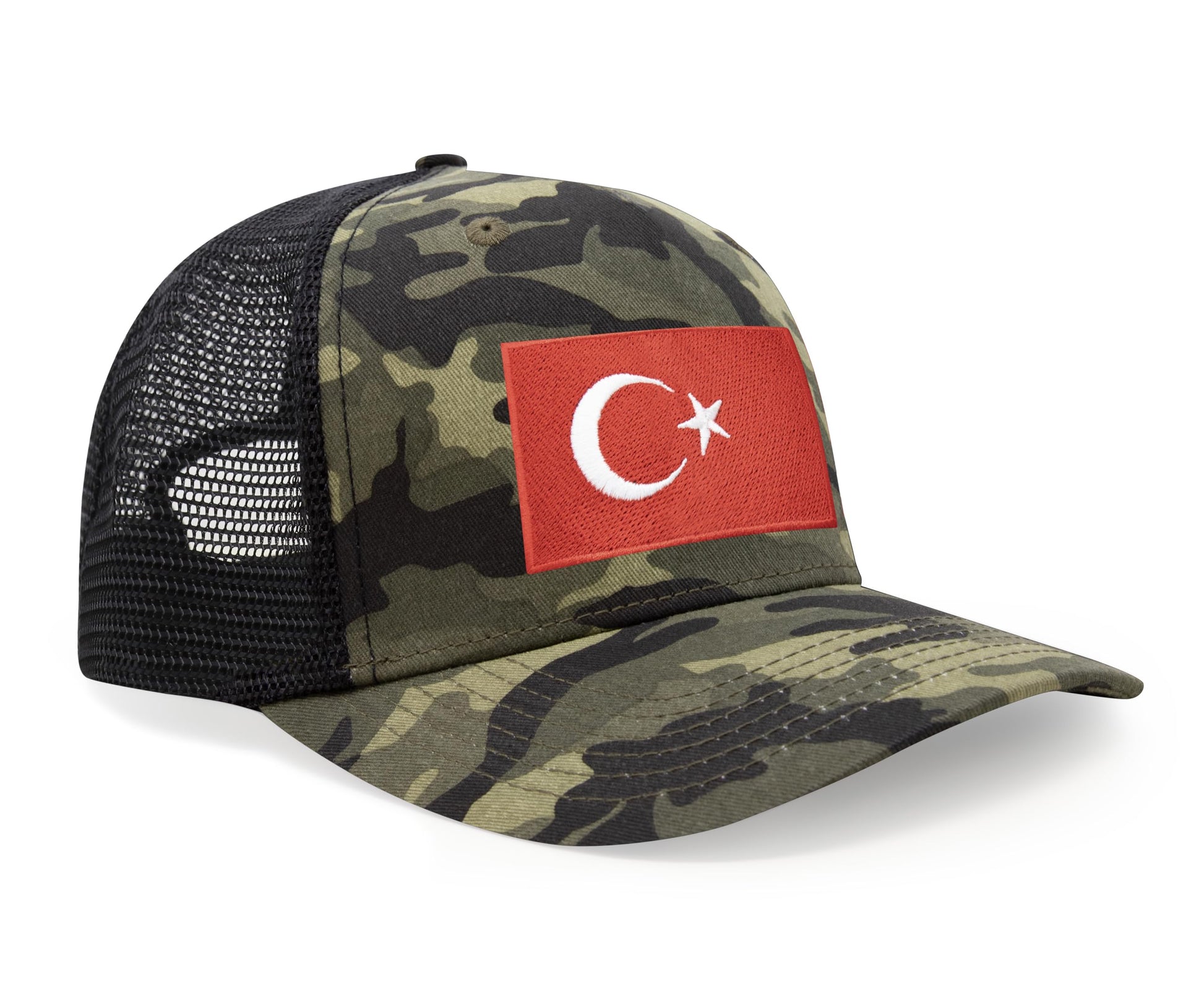 International Tie Country Hat for Men and Women, Adjustable Snapback Trucker Baseball Cap with Embroidered Patch (Turkey, Camouflage) - International Tie