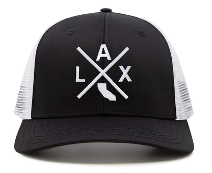 International Tie Los Angeles International Airport LAX Hat for Men and Women - Snapback Trucker Baseball Cap (Black/White)