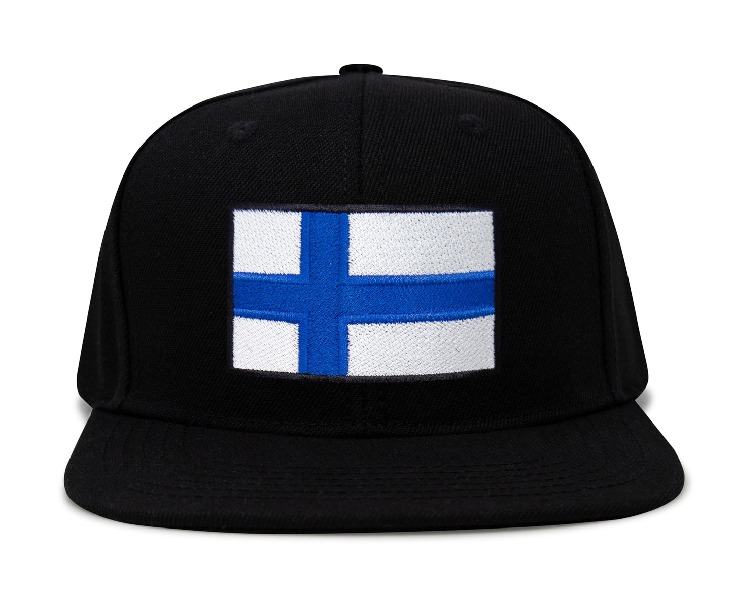 International Tie Finland Flag Hat for Men and Women - Adjustable Snapback Trucker Baseball Cap (Black Flatbill)