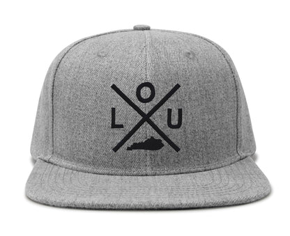 International Tie LOU (Louisville) - Hat for Men and Women - Snapback Trucker Baseball Cap (Grey Flatbill)
