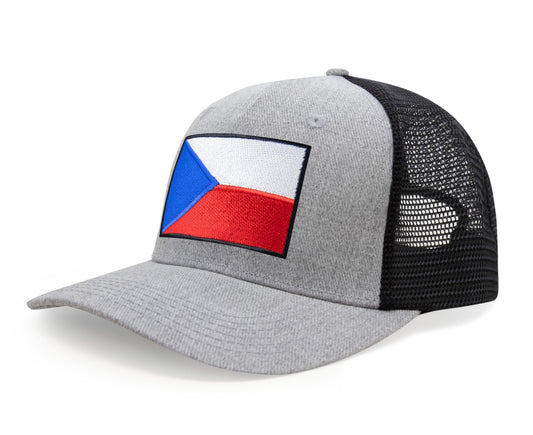 International Tie Premium Czech Republic Flag Hat for Men and Women - Snapback Trucker Baseball Cap (Grey Black)