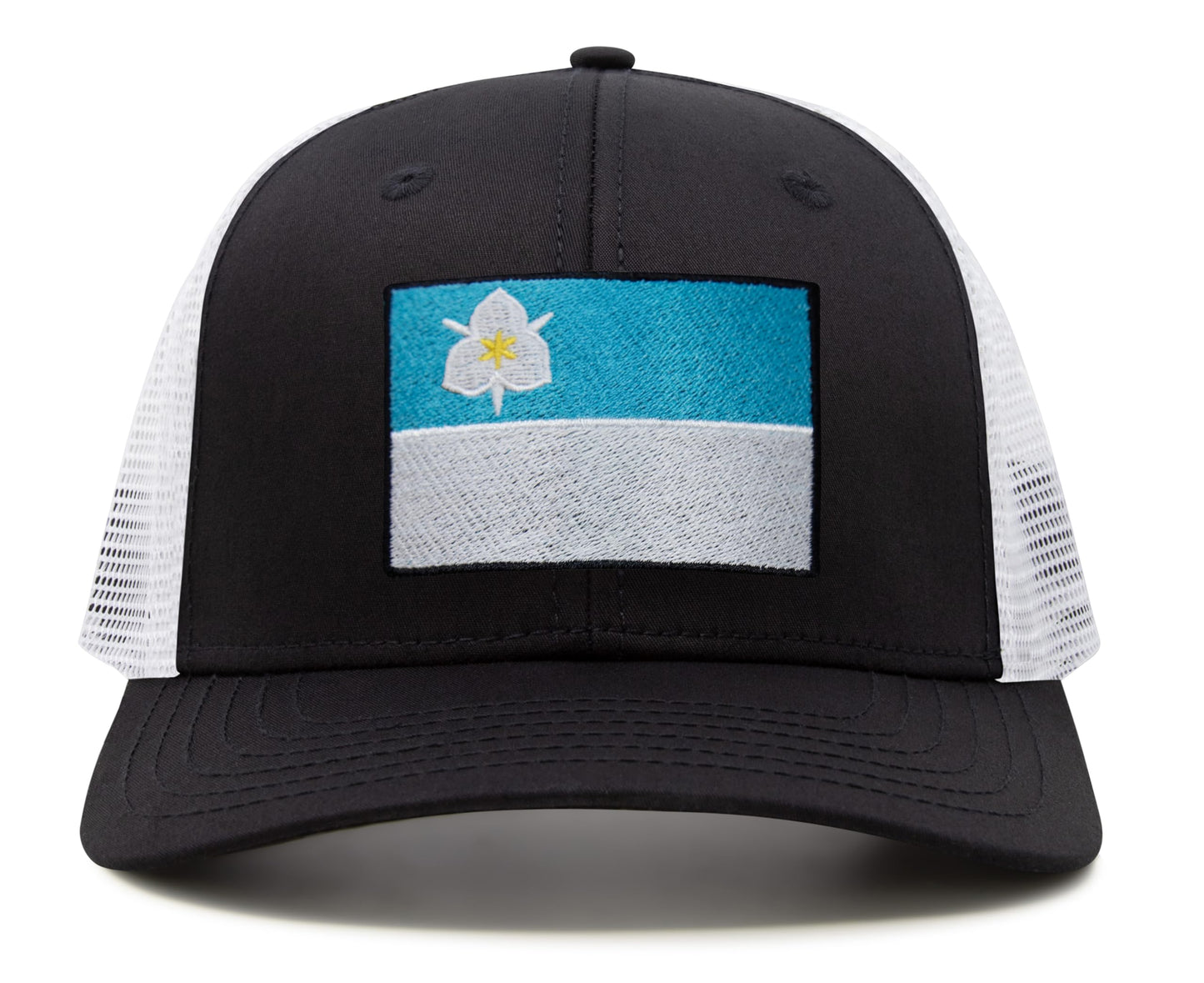 International Tie City Hat for Men and Women, Adjustable Snapback Trucker Baseball Cap with Embroidered Patch (Salt Lake City, Black White)