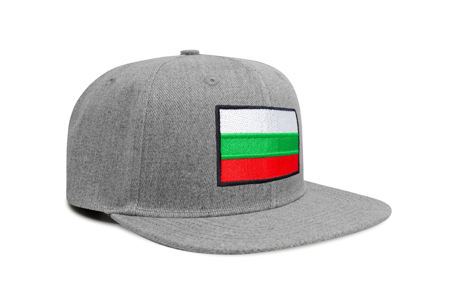 International Tie Country Hat for Men and Women, Adjustable Snapback Trucker Baseball Cap with Embroidered Patch (Bulgaria, Grey Flatbill)
