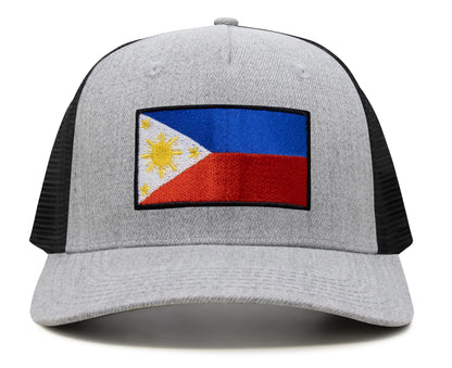 International Tie Philippines Hat for Men and Women - Snapback Trucker Baseball Cap (Grey/Black)