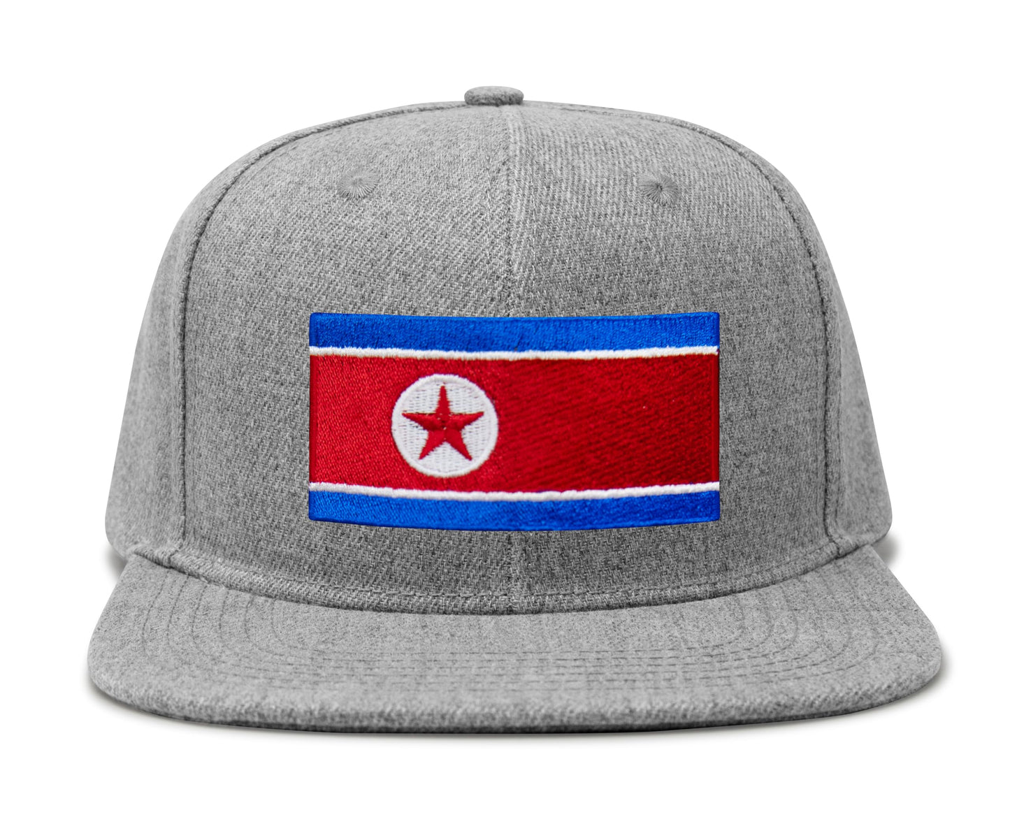 International Tie North Korea Flag Hat for Men and Women - Adjustable Snapback Trucker Baseball Cap (Grey Flatbill)