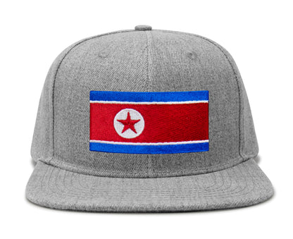 International Tie North Korea Flag Hat for Men and Women - Adjustable Snapback Trucker Baseball Cap (Grey Flatbill)