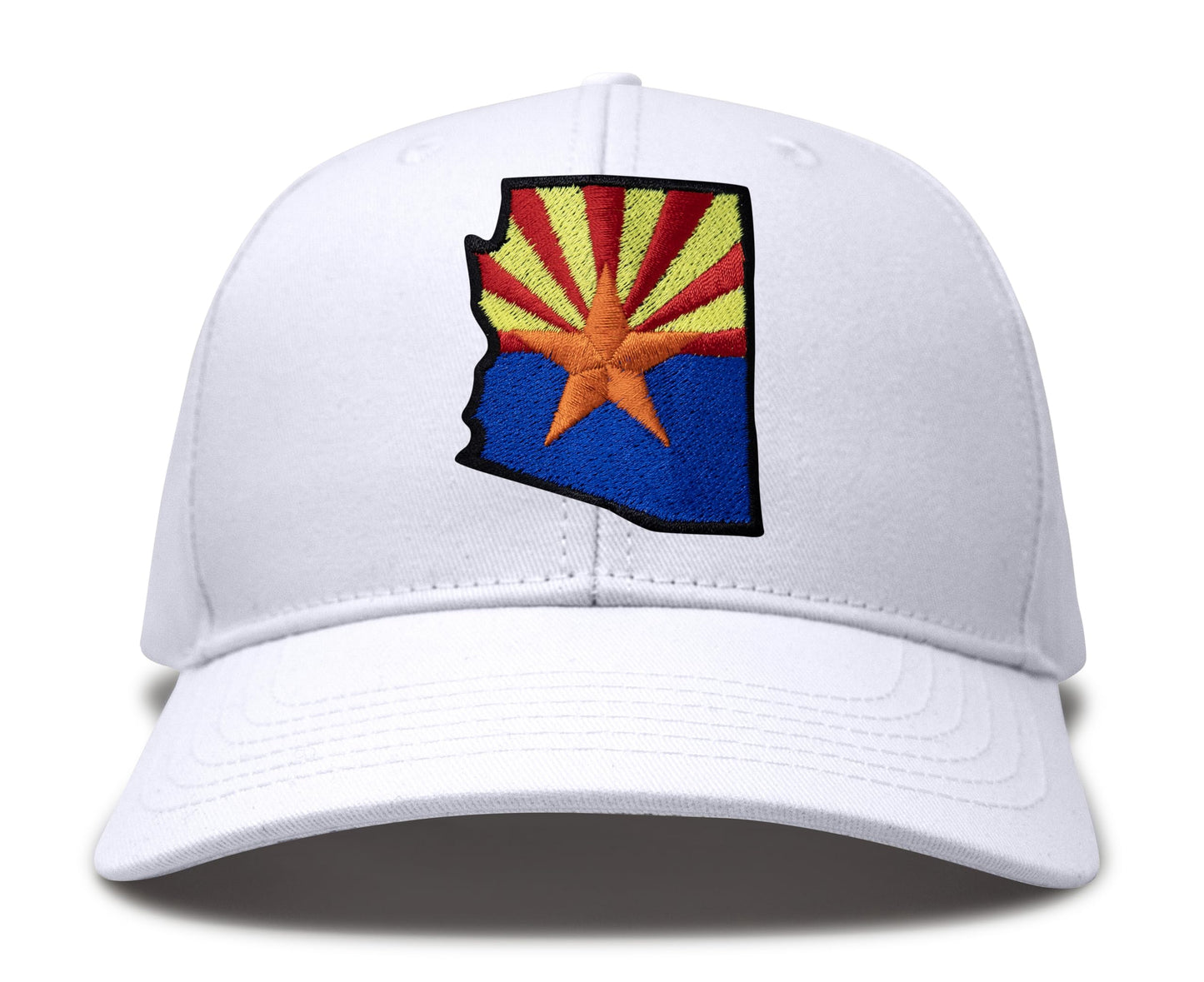 International Tie Stateline Flag Hat for Men and Women - Snapback Trucker Baseball Cap (Arizona, All White)