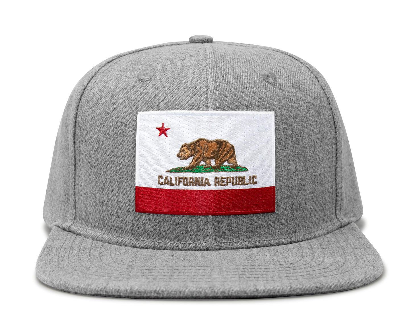 International Tie Premium California Flag Hat for Men and Women - Snapback Trucker Baseball Cap (Grey Flatbill)