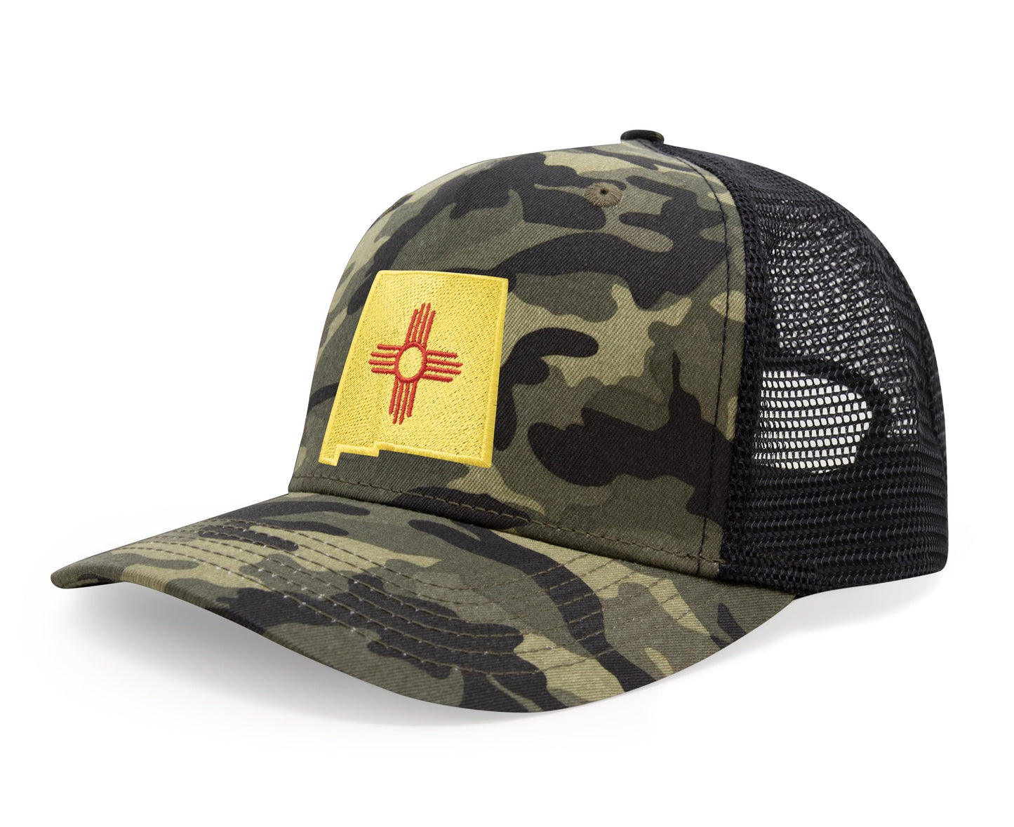 International Tie Stateline Flag Hat for Men and Women - Snapback Trucker Baseball Cap (New Mexico, Camouflage)