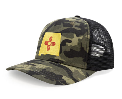 International Tie Stateline Flag Hat for Men and Women - Snapback Trucker Baseball Cap (New Mexico, Camouflage)