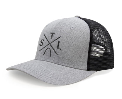International Tie Premium St Louis STL Hat for Men and Women – Snapback Trucker Baseball Cap (Grey/Black)