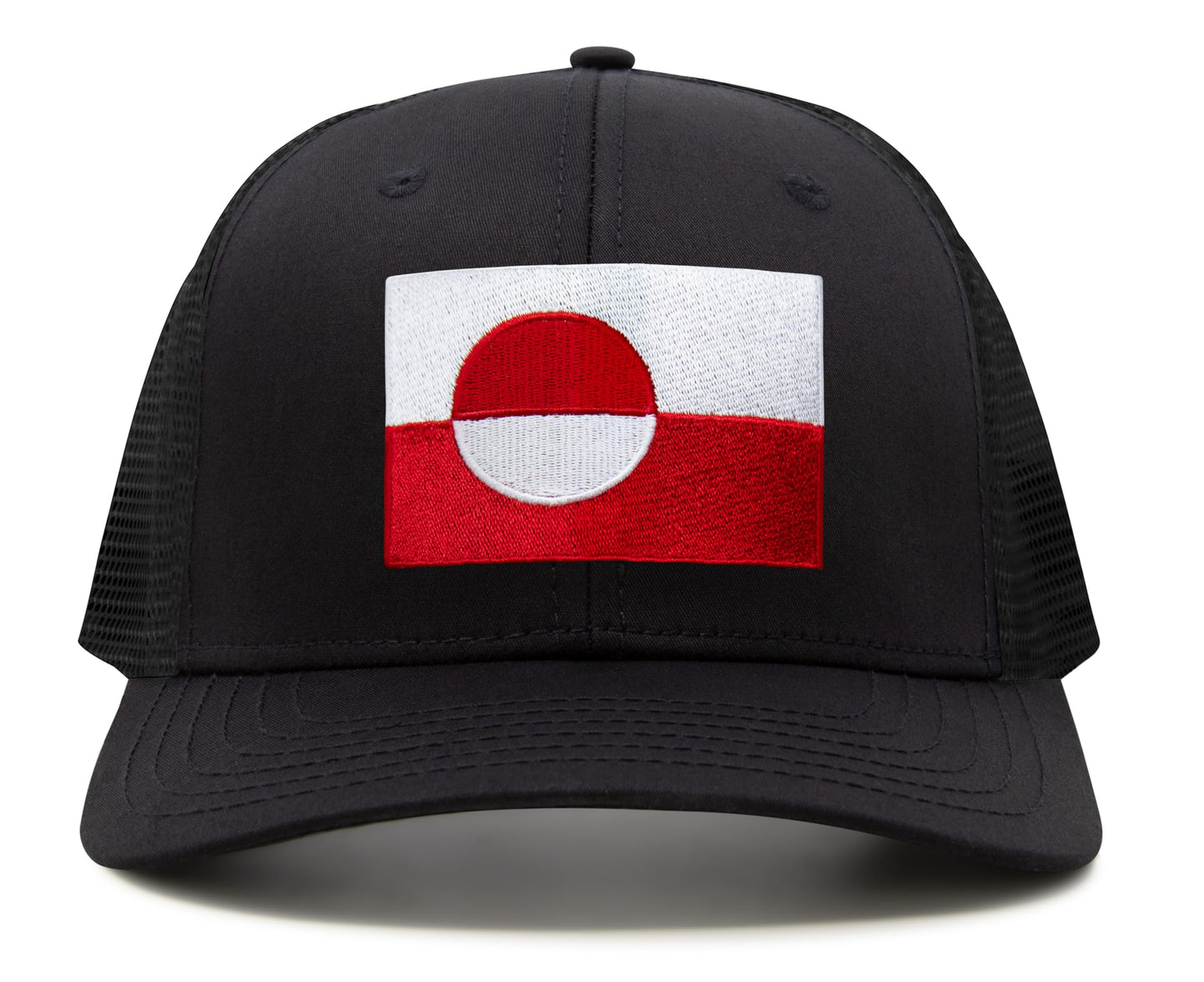 International Tie Country Hat for Men and Women, Adjustable Snapback Trucker Baseball Cap with Embroidered Patch (Greenland, All Black) - International Tie