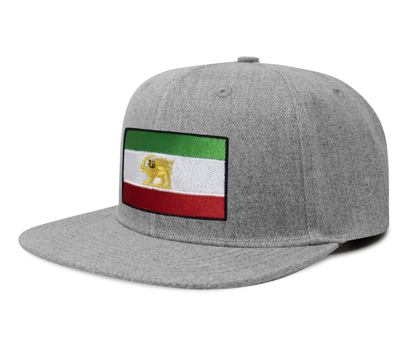 International Tie Country Flag Hat for Men and Women - Snapback Trucker Baseball Cap (Iran, Grey Flatbill)