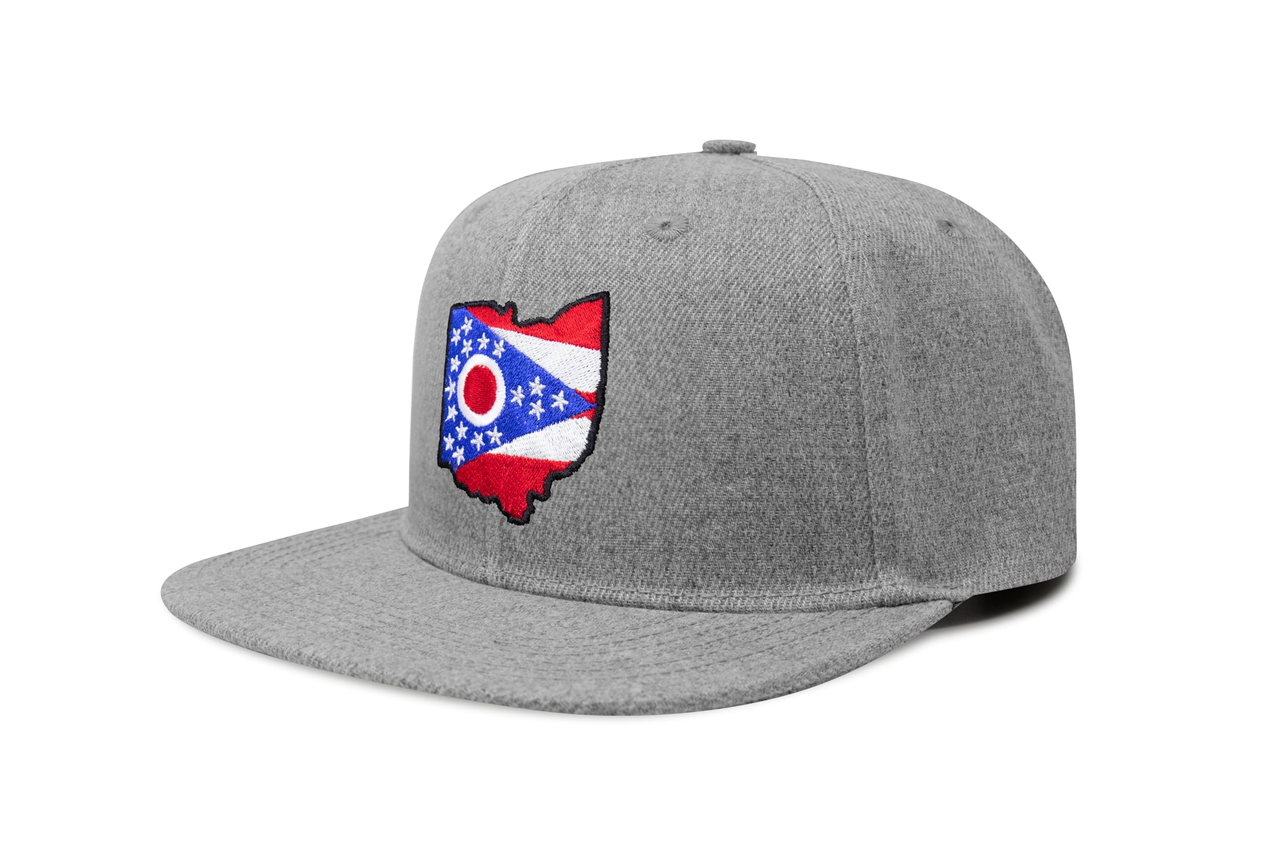 International Tie Stateline Flag Hat for Men and Women - Snapback Trucker Baseball Cap (Ohio, Grey Flatbill)